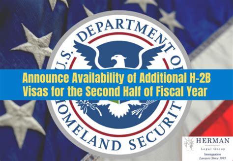 DHS and DOL Announce Availability of Additional H.